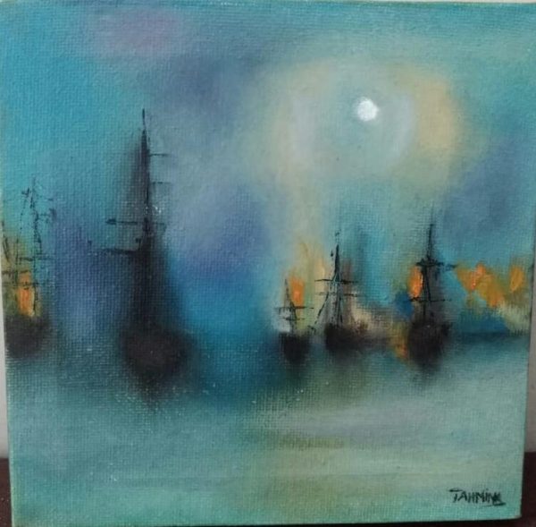 ships in the moon light