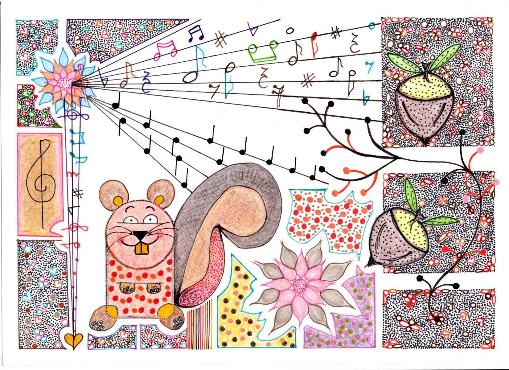Mouse with musical notes.